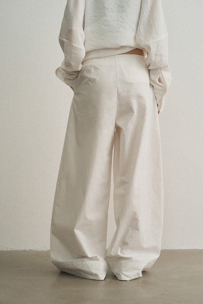 100 cotton simple waist wide leg pants | 5 color