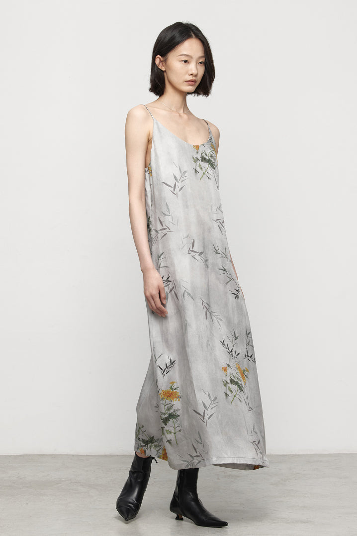 Cuprammonium decent printing slip dress | 3 color