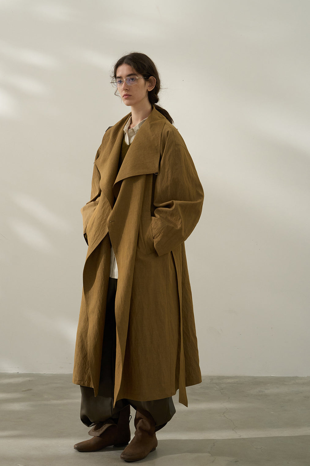 Trench-coat spacieux texturé en mélange de viscose