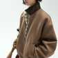 Cotton blend silhouetted corduroy collar jacket | 3 color