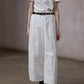 Cotton blend wide-leg slight curved pants | 4 color