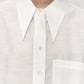 Long pointed collar transparent tencel shirt | 10 color