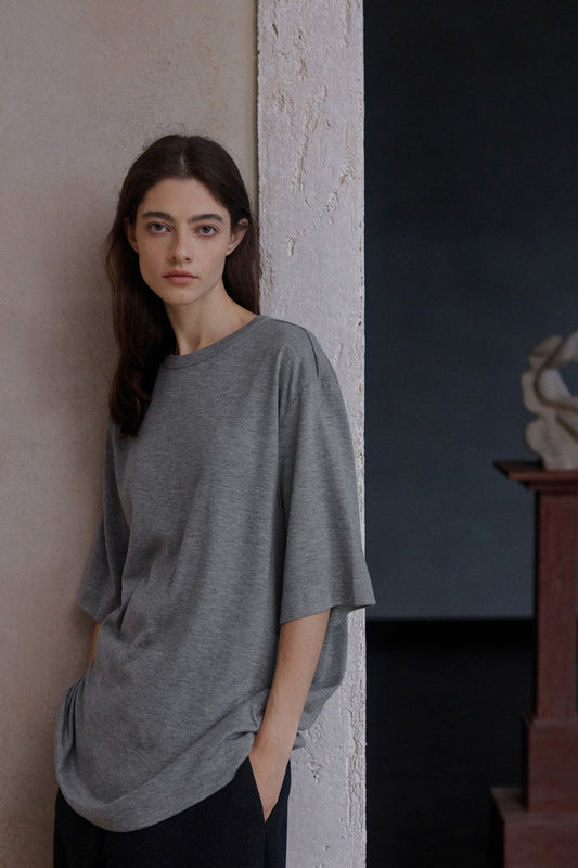 Relaxed-fit back split loose T-shirt | 5 color