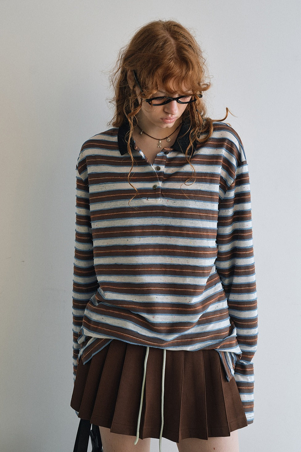 Cotton blend color-block retro polo T-shirt | 3 color