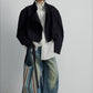 Raw edged deconstructed silhouette cropped trench coat | 3 color