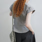 Cotton blend frying sleeve V-neck shirt | 4 color