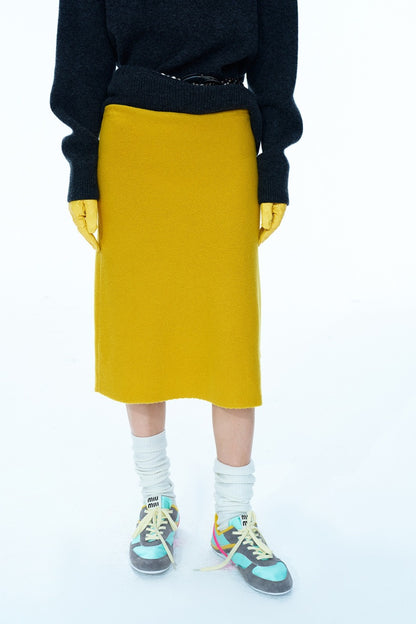 100% wool A-line straight skirt | 3 color