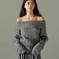 Mohair wool blended off shoulder knit sweater | 4 color