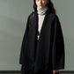 Wool riched big collar relaxed fit jacket with a belt | 3 color