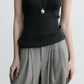 Rib-knit halter in acrylic-viscose-linen | 3 color