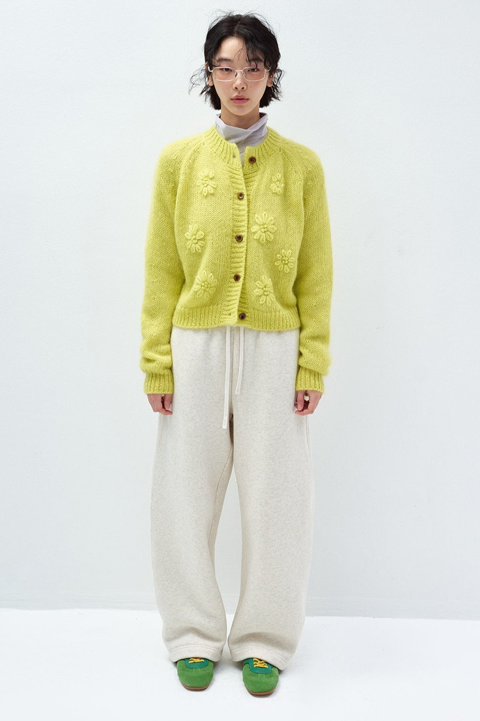 Wool blend hand-crocheted florals airy cardigan | 3 color