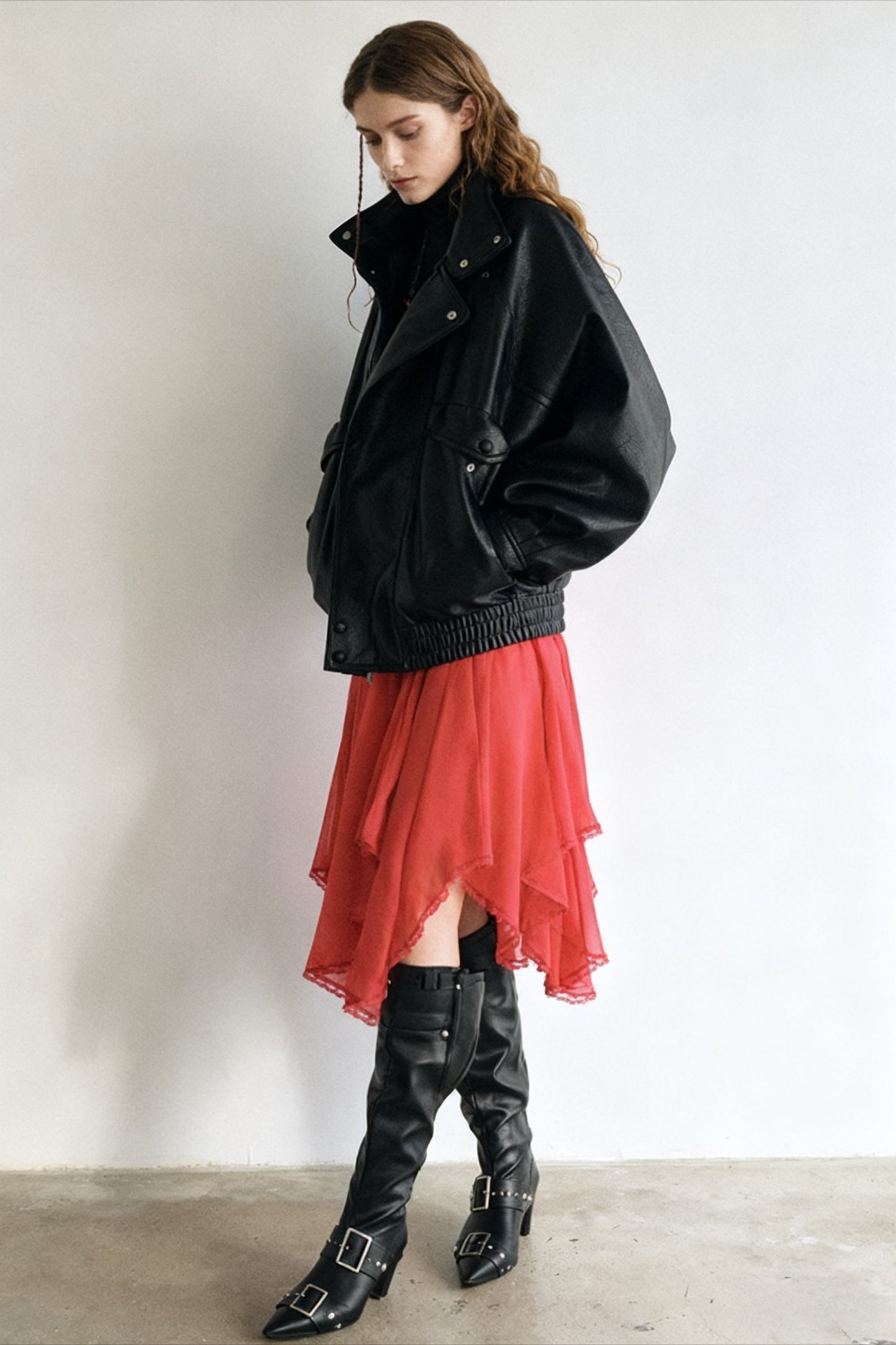 Relaxed fit stand collar jacket | 2 color