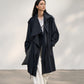 Romantic scarf collar mid-length trench coat | 2 color