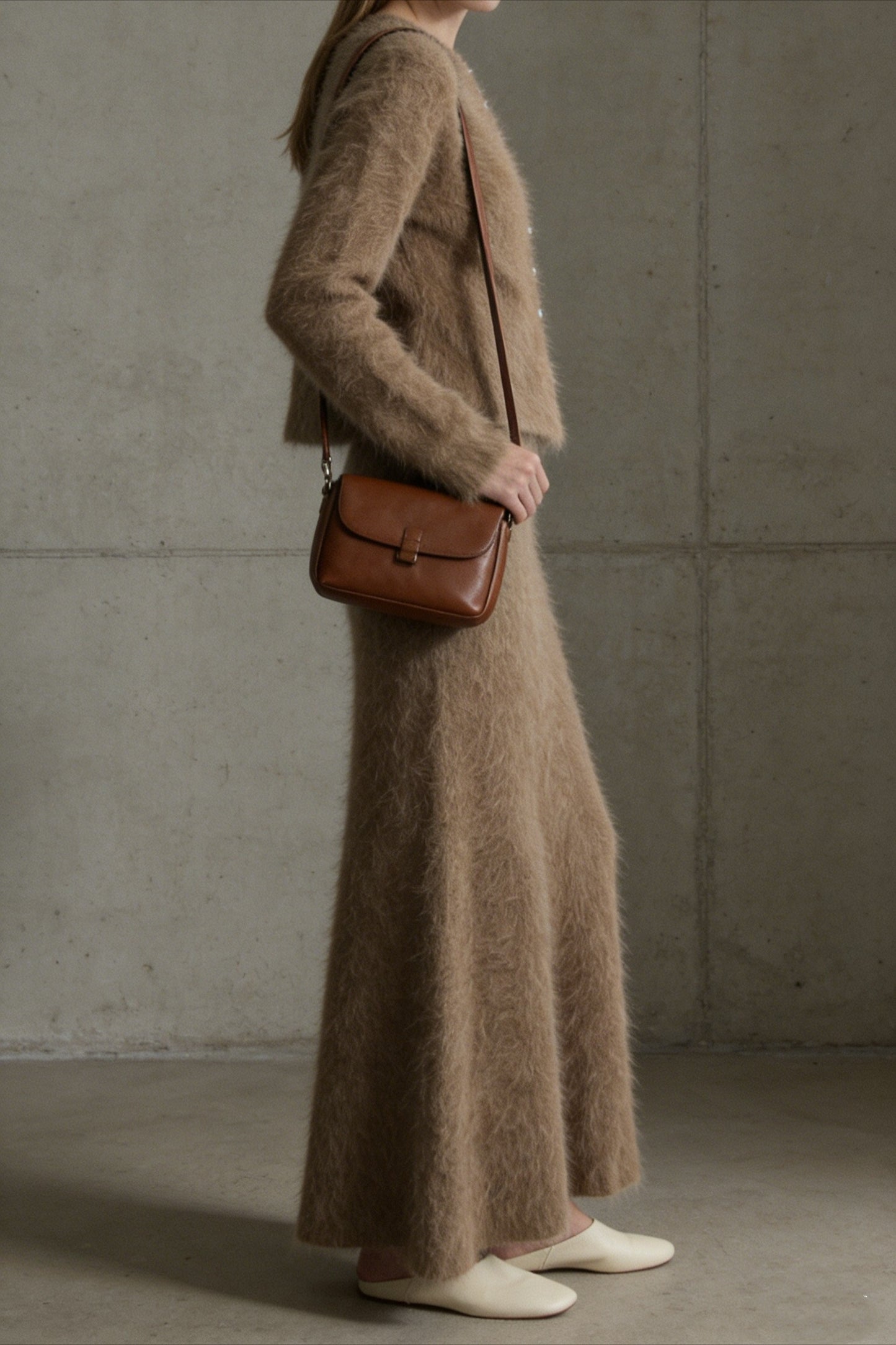 Otter-fleece blend soft drape skirt | 2 color