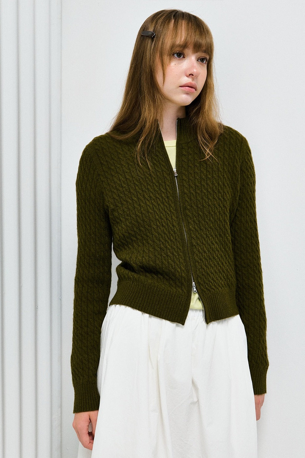 Cozy wool-blend cable knit cardigan | 5 color