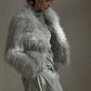 Fluffy raccoon fur double-sided woven jacket | 5 color