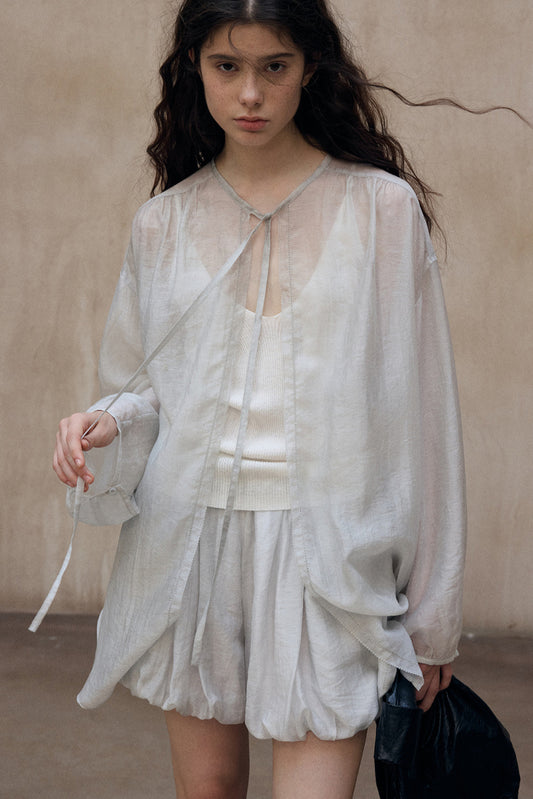 Lyocell blend sheer lightweight airy top | 4 color