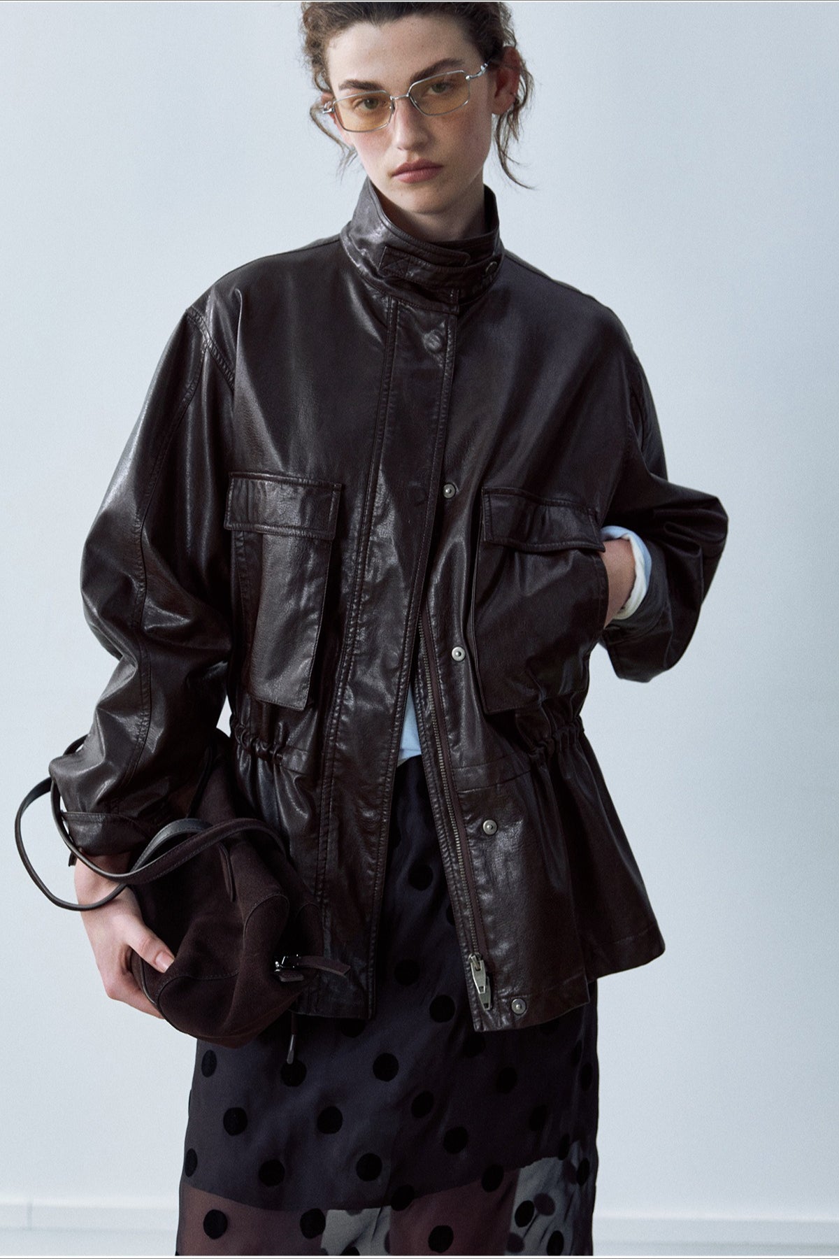 Matte mid-length PU jacket | 3 color