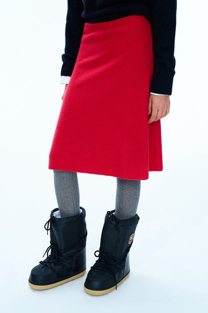 100% wool A-line straight skirt | 3 color