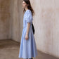 Cotton blend textured fabric peplum sleeves dress | 4 color