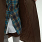 Cotton corduroy color-blocked long padded trench coat | 2 color