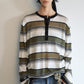 Lightweight slightly sheer stripe knit T-shirt | 4 color
