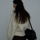 100% sheep wool ribbed texture high collar cardigan sweater | 4 color