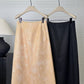 Crackle-glaze effect back split skirt | 2 color
