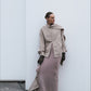 Wool containing detachable scarf chic trench jacket | 2 color
