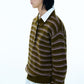 Wool blend loose-fit striped polo sweater | 4 color