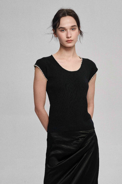 Comfortable ribbed knit sleeveless T-shirt | 2 color