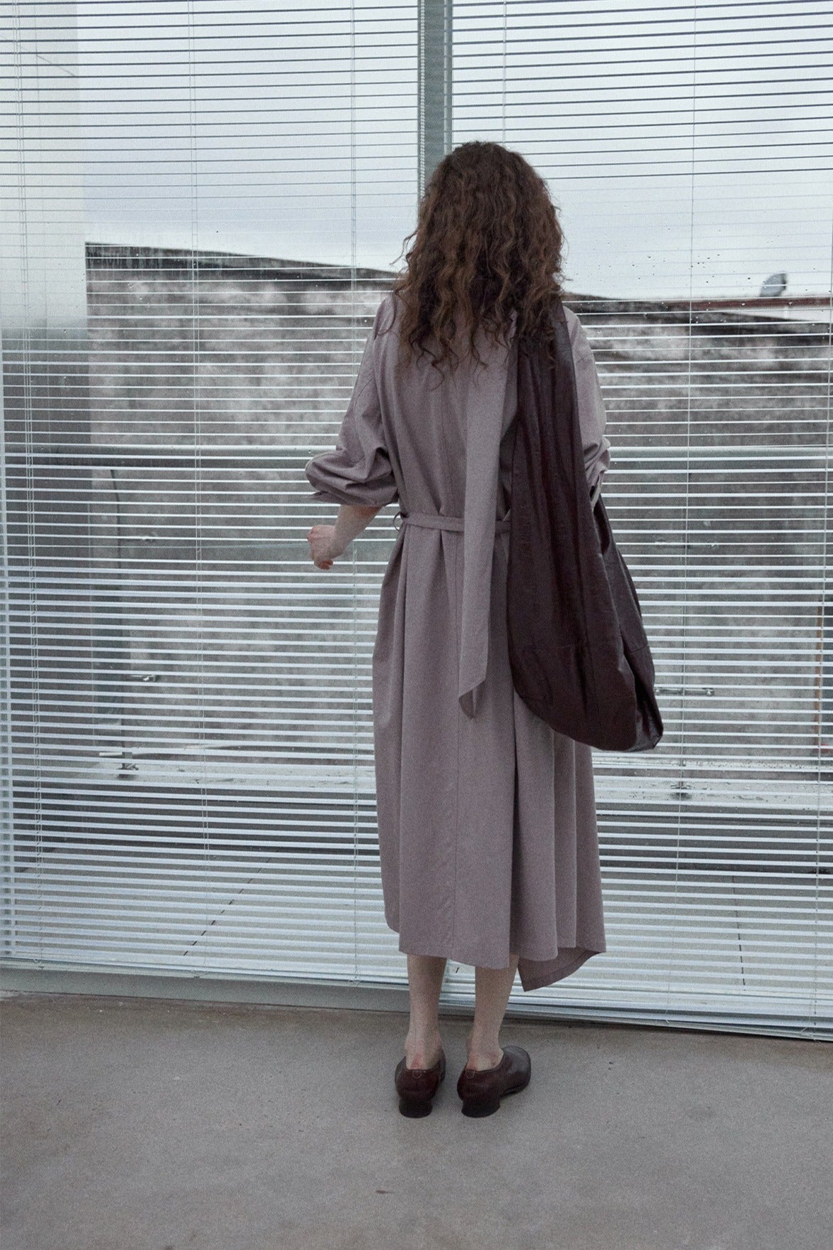 Cotton blend irregular flutter collar lightweight trench coat | 3 color