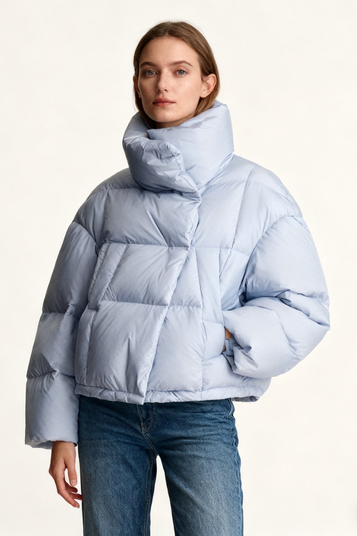 Modern stand collar cropped down jacket | 3 color