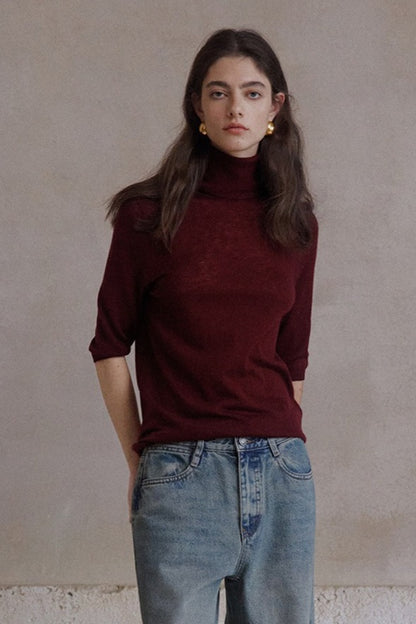 Wool blend stacked neck soft knitwear | 7 color