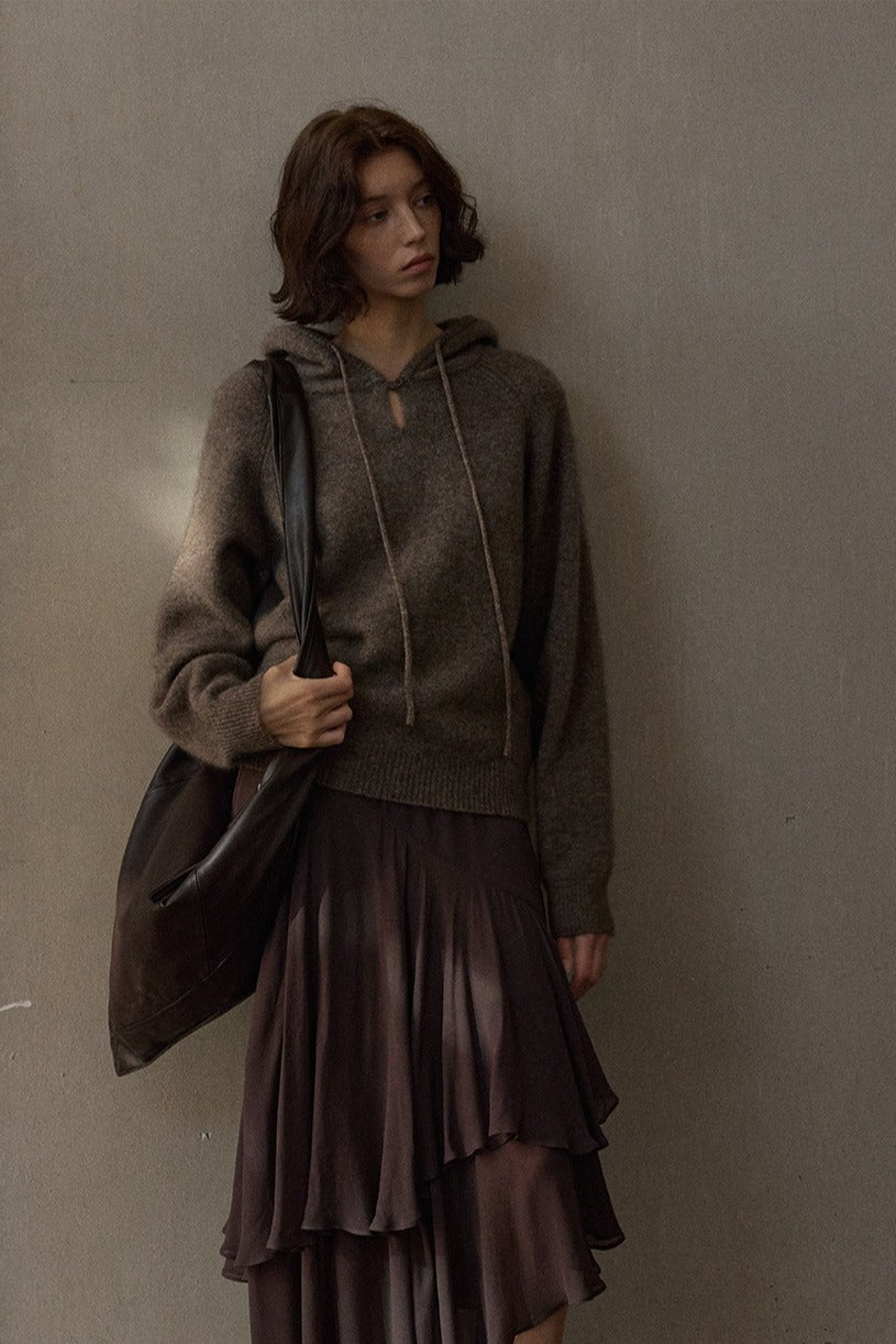Plush wool-yak-blend hooded sweater | 4 color