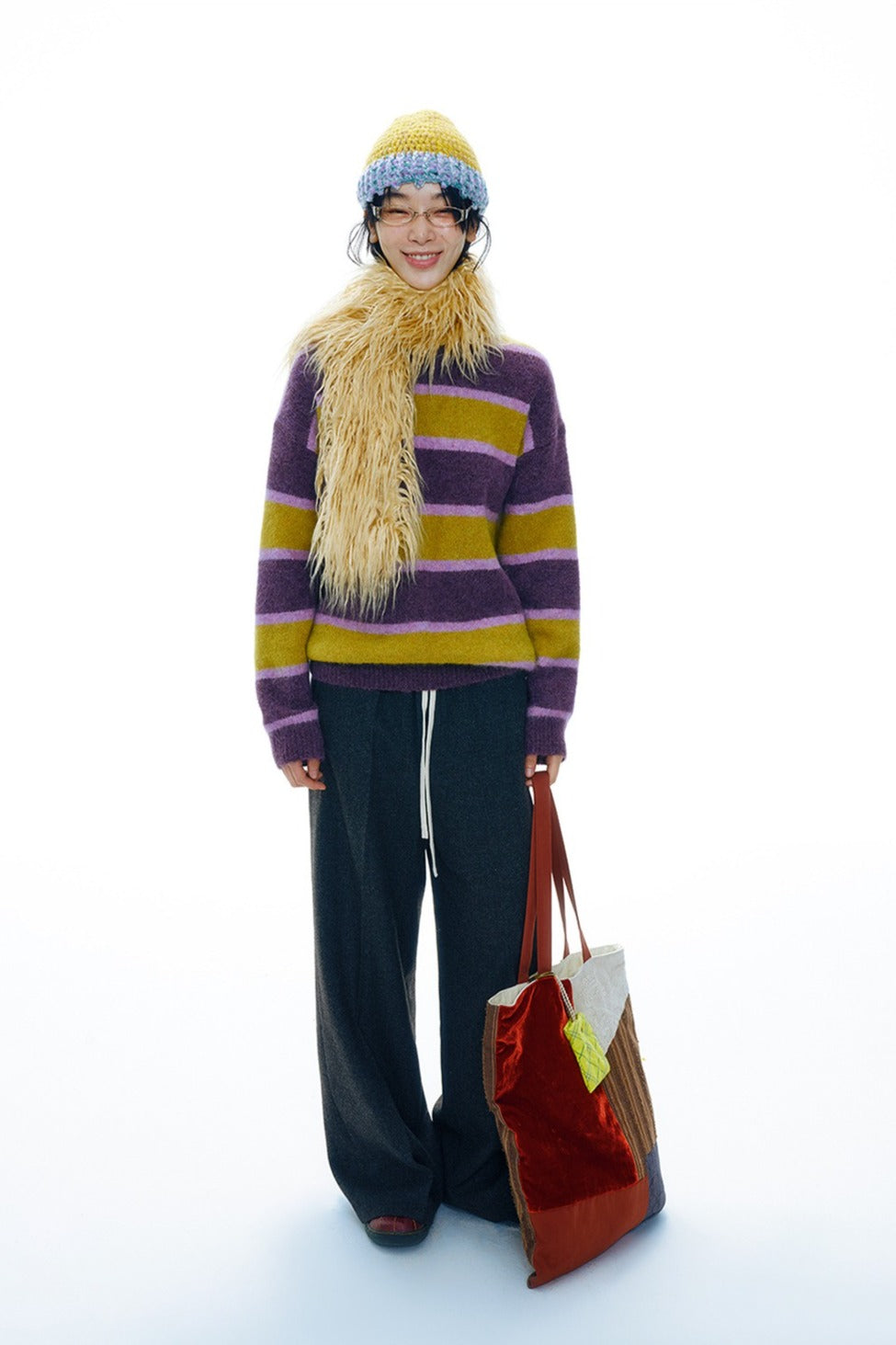 Alpaca blend bold stripe sweater | 4 color
