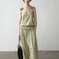 Viscose blend pleated edge sling top | 4 color