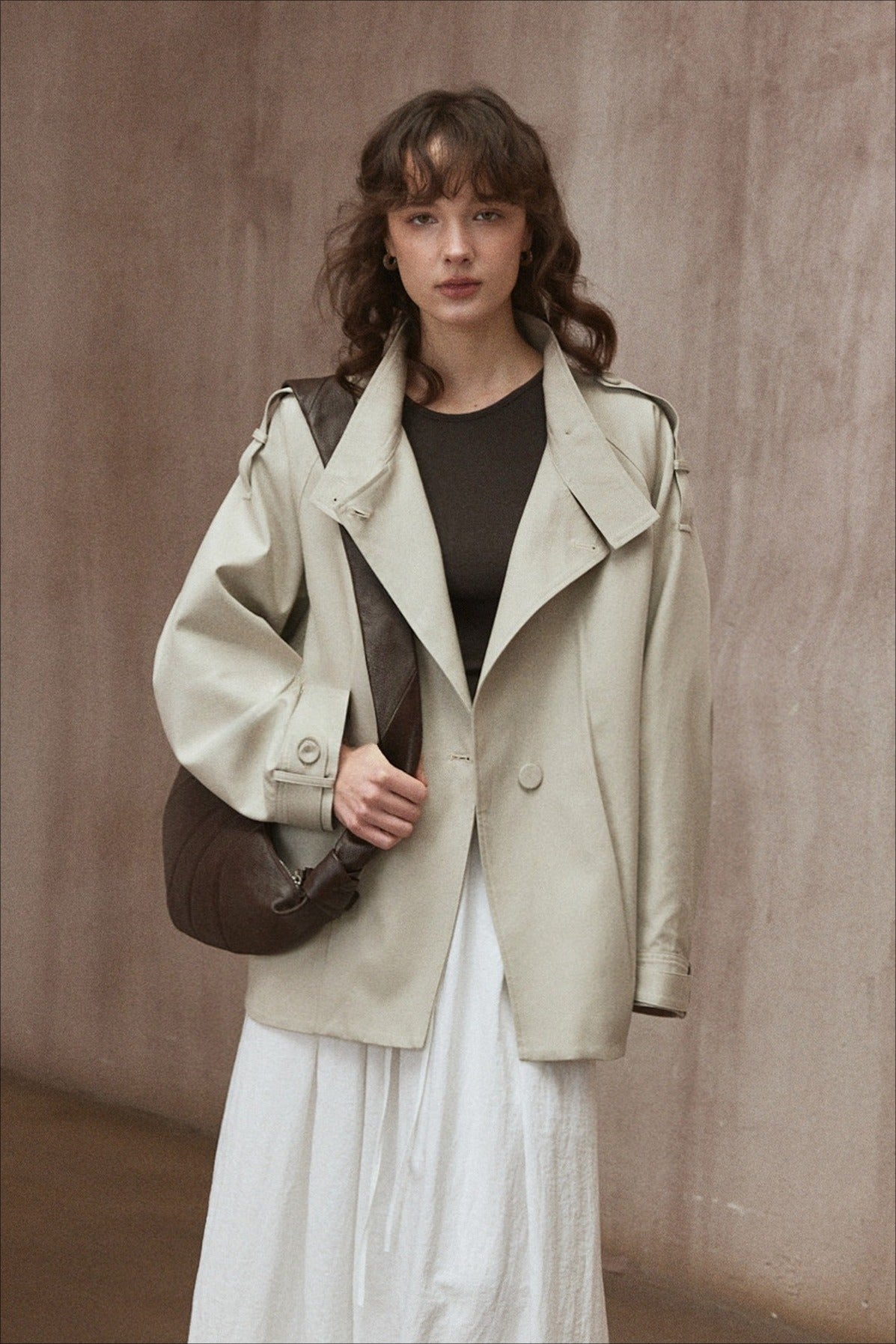 Lyocell-cotton classic short trench | 3 color