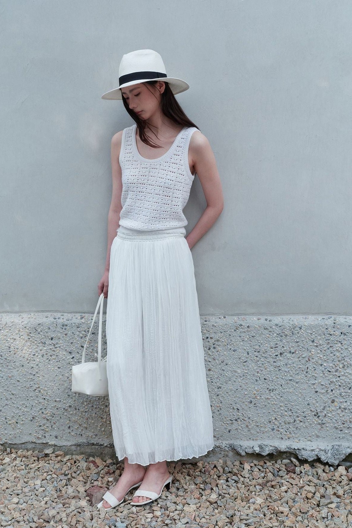 Falda acampanada arrugada, ideal para el resort | 3 colores