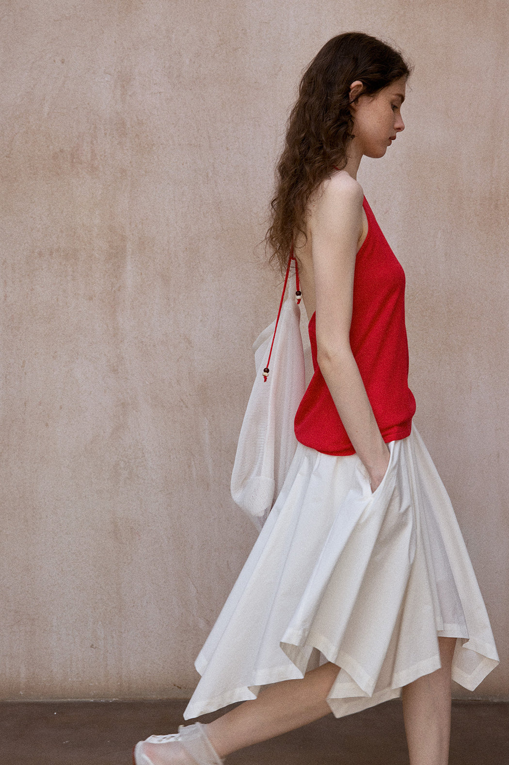 "Ohmi Bleach" cotton handkerchief-style midi skirt | 3 color