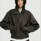 PU silhouetted retro style jacket | 2 color