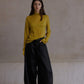 Cotton blend strong silhouette cocoon shape loose pants | 4 color
