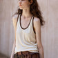 Cotton blend elastic color contrast tank top | 3 color