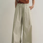 Petal-like waist wide leg pants | 3 color