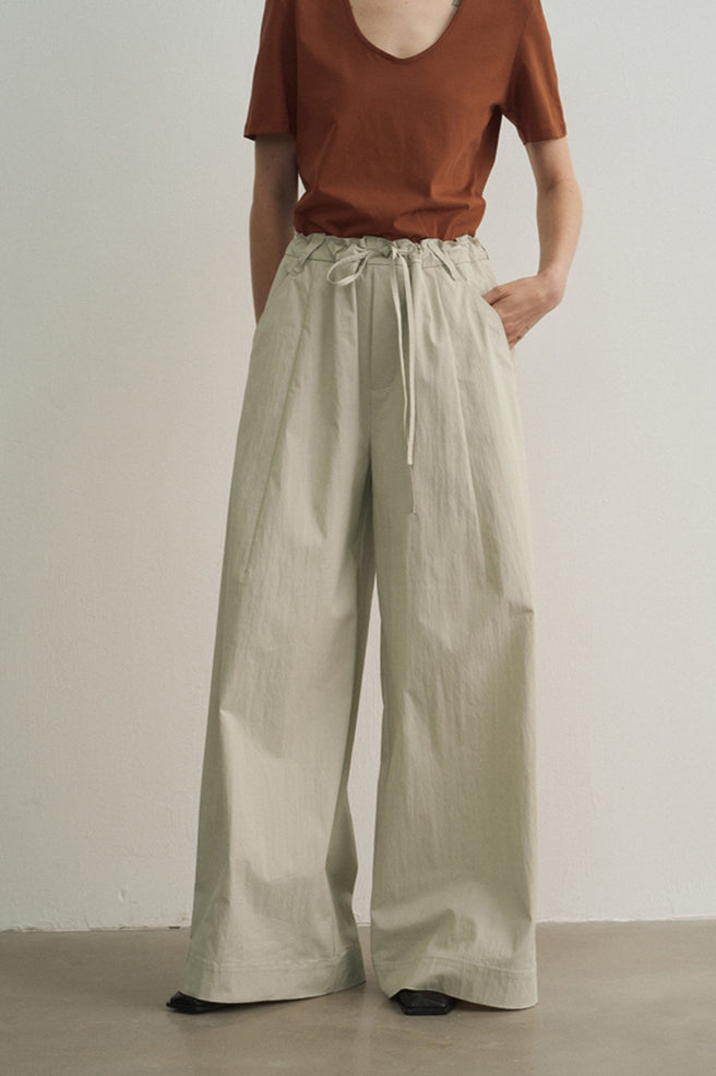 Petal-like waist wide leg pants | 3 color