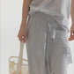 100% lyocell ruffled edge irregular hem soft skirt | 4 color