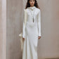 Cotton blend minimalist henry collar dress | 3 color