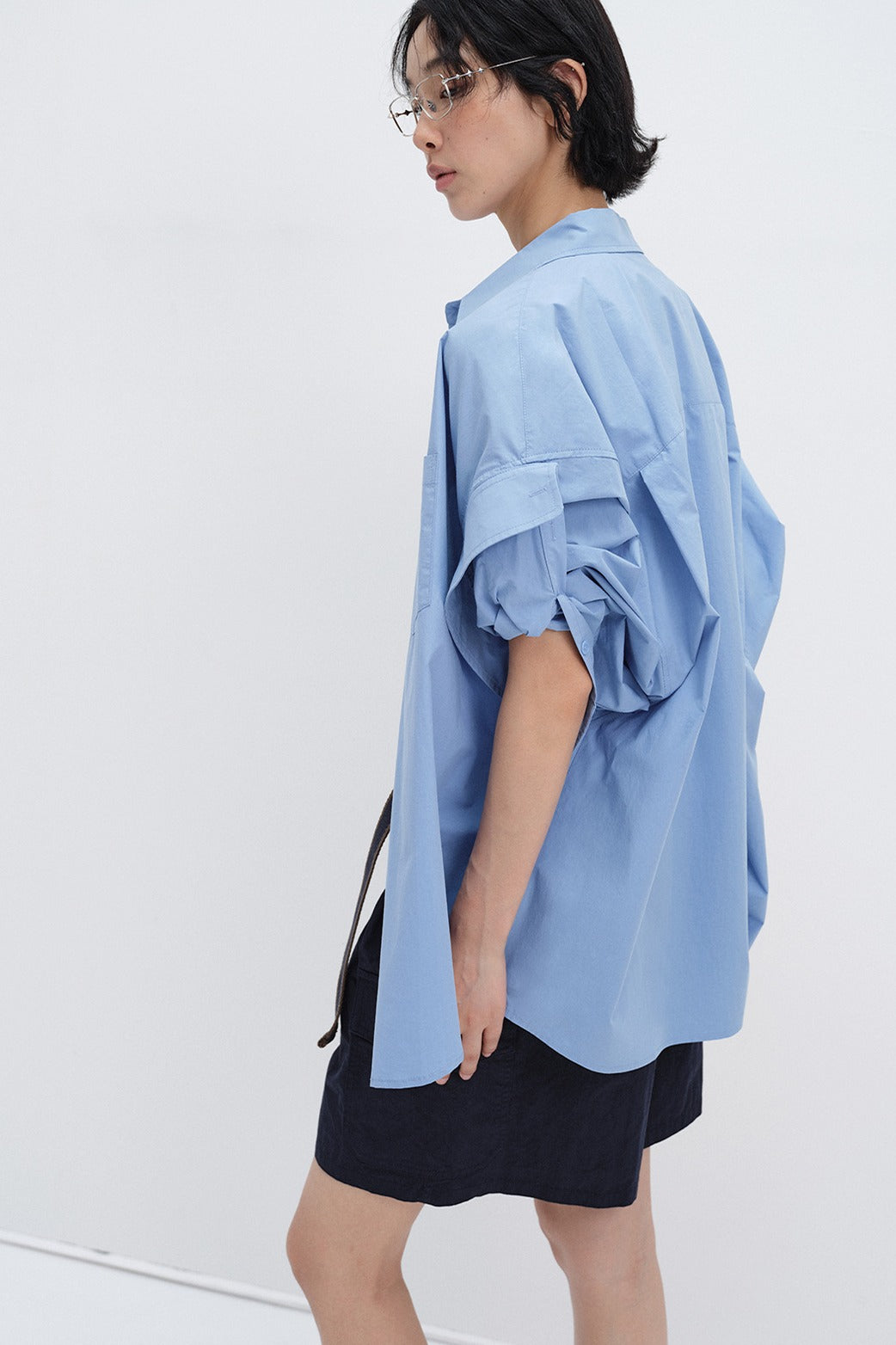 100% cotton chic shirt with rolled-up sleeves | 4 color