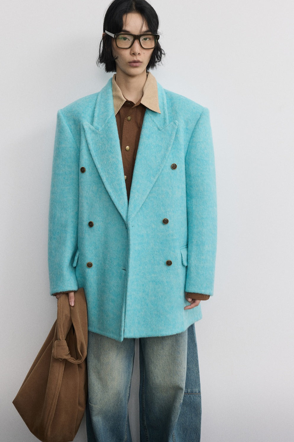 Blazer oversize luxueux en laine, fourrure de lapin et soie | 4 couleurs