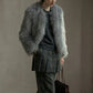 Fluffy raccoon fur double-sided woven jacket | 5 color
